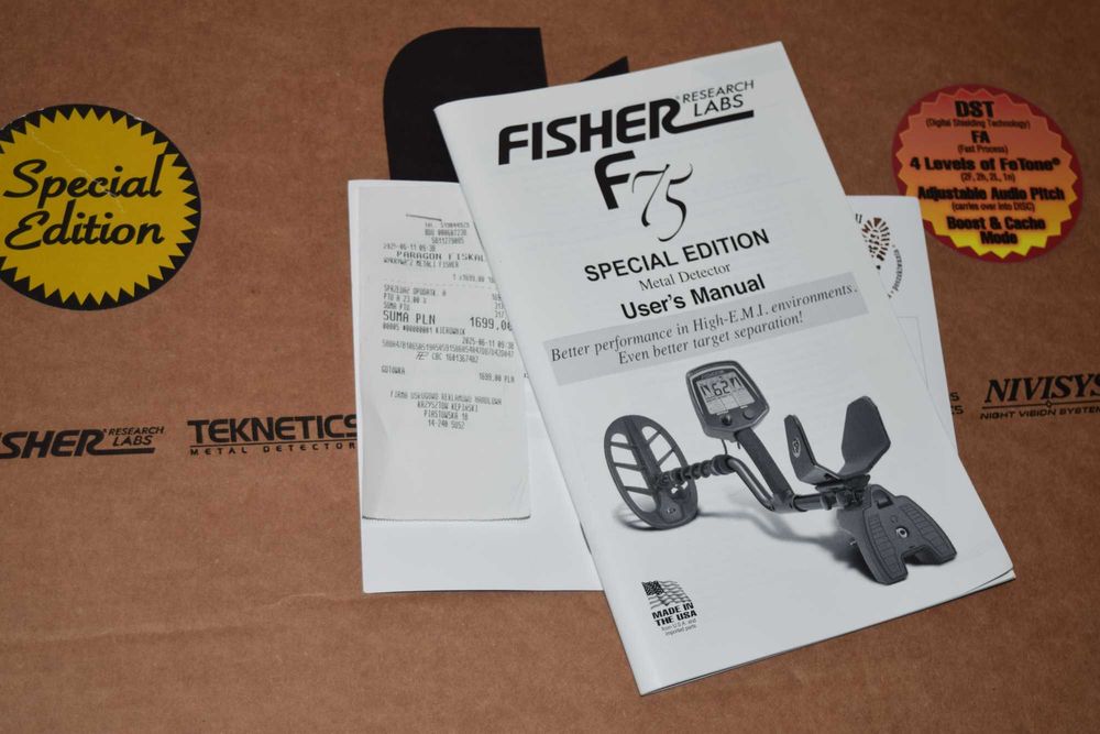 Wykrywacz metali Fisher F75 LTD 11" z dow. zakupu