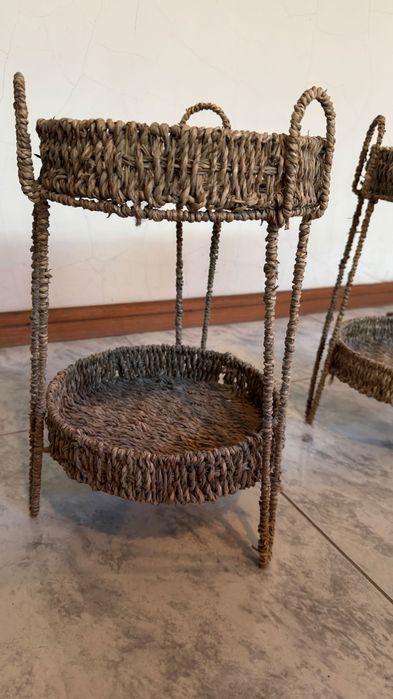 Conjunto de 2 Mesinhas de Cabeceira em Fibra Natural