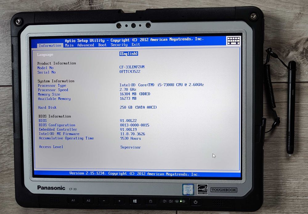 Panasonic CF-33 MK1 12" 2K IPS Touch i5-7300u/16 GB/SSD 256Gb New/6h