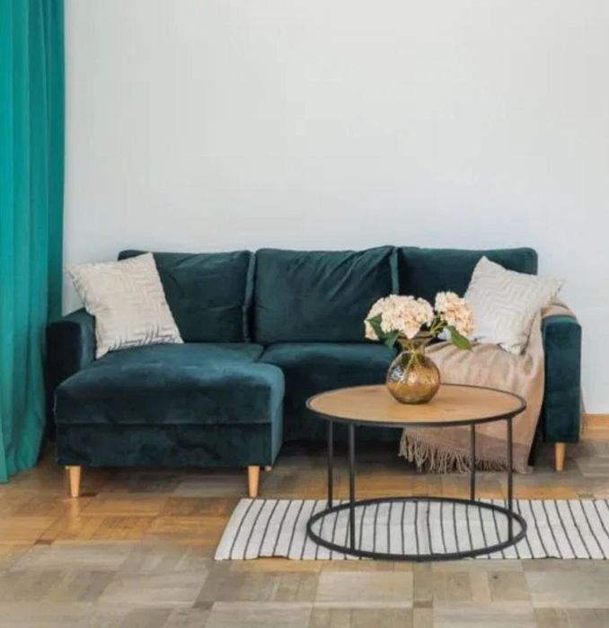 Kanapa zielono niebieska narożnik stan jak nowa Nowogrodzka