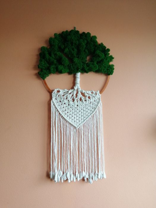 DRZEWO Drzewko szczęścia makrama mech chrobotek boho sznurek MACRAMA O