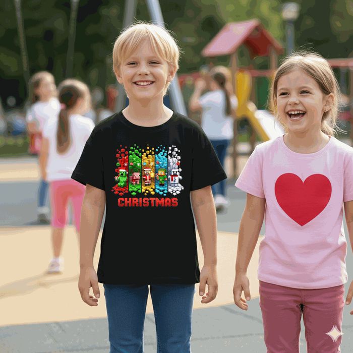 Koszulka dziecięca czarna Świąteczny minecraft prezent święta 152