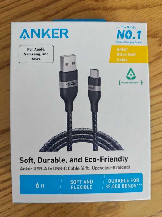Кабель Anker USB-A - USB-C, 180 см, USB 2.0, чорний