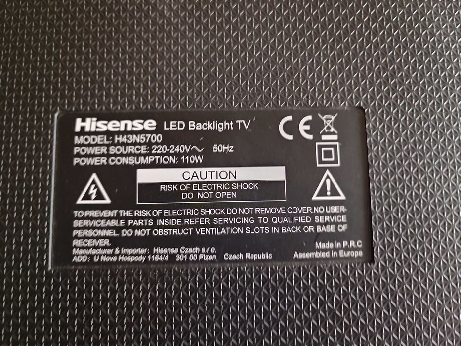 Componentes TV Hisense modelo H43N5700