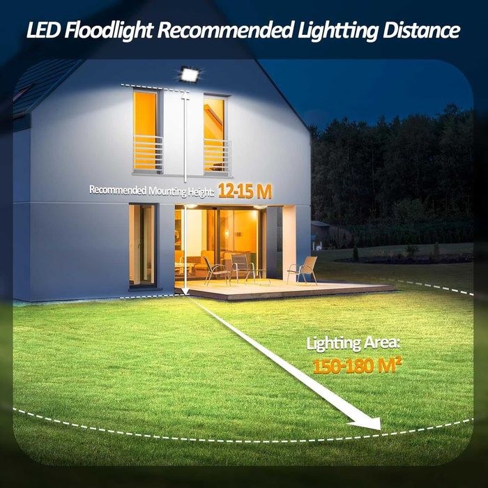 HOOLED FL276 Reflektor zewnętrzny LED 300W IP66 energooszczędny 2szt