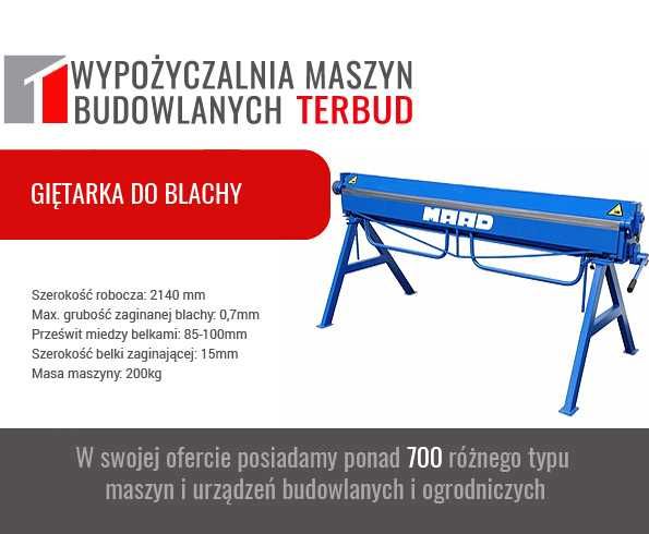 Giętarka do blachy. Winda dekarska, wciągarka, gwoździarka