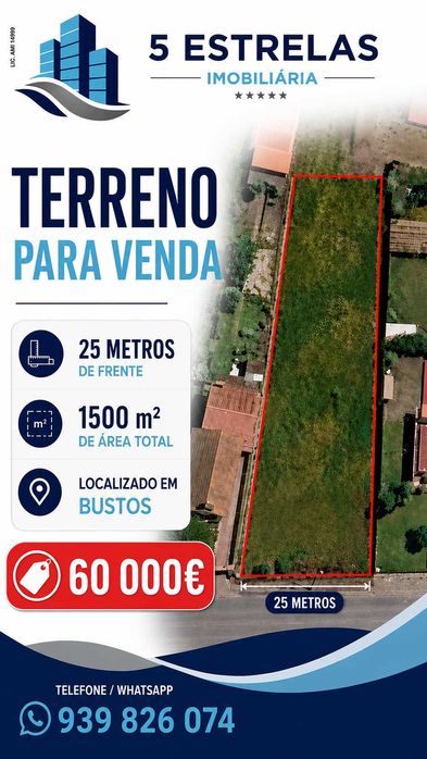 Terreno com 1500 m2 em Bustos