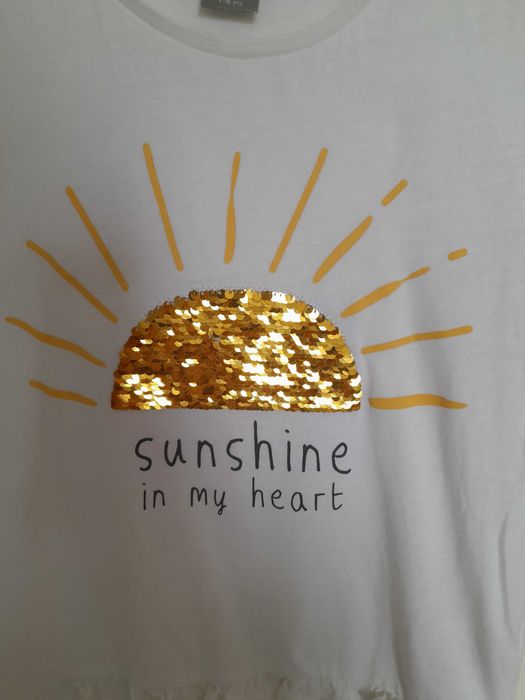 T-shirt biały dziewczęcy r. 128