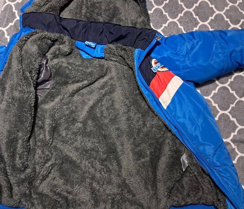 Kurtka niebieska dla chłopca  zimowa  ocieplana r ok 128