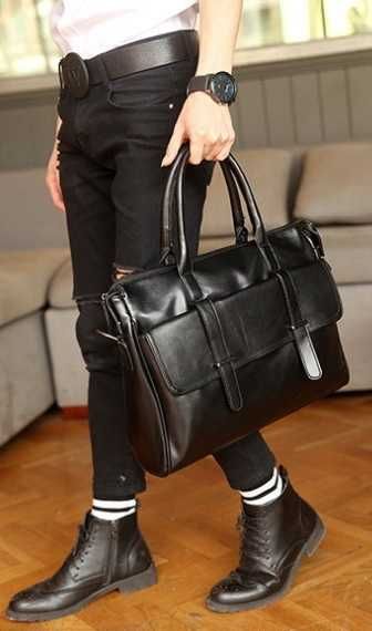 Чоловіча мужская кожаная модная стильна сумка для документів портфель