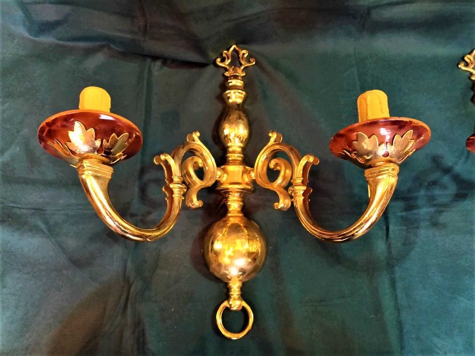 Par Apliques 2 Lâmpadas Metal Dourado