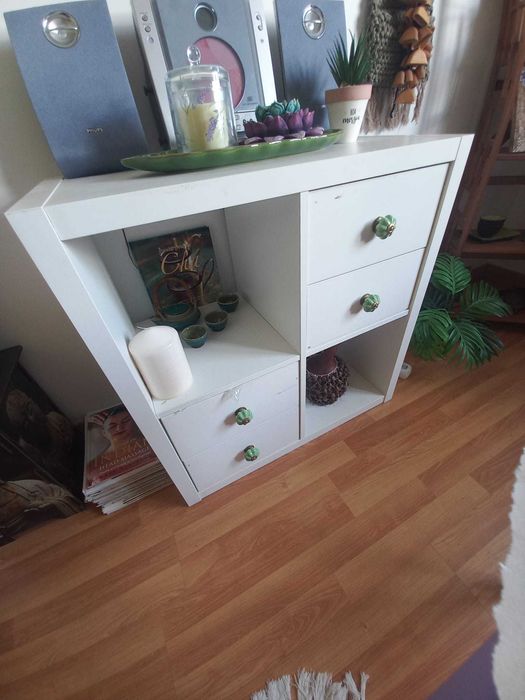 Movel quadrado gavetas branco com 4 gavetas