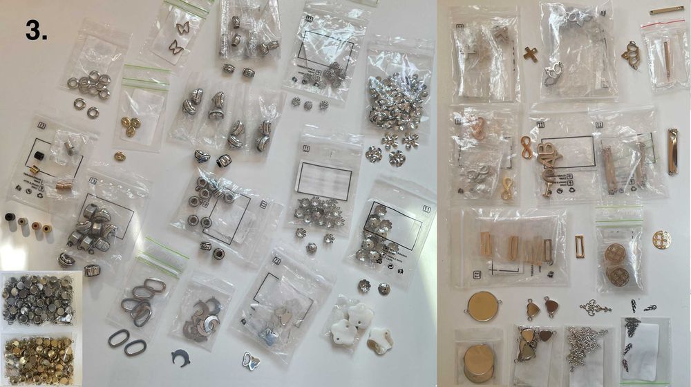 Materiais para fazer bijuteria. Novos. 236 artigos, 8652 unidades