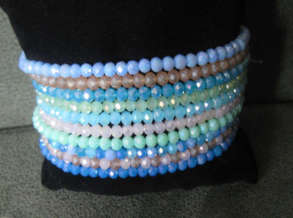 Pulseiras de Contas de Vidro Facetadas NOVAS - cores diversas