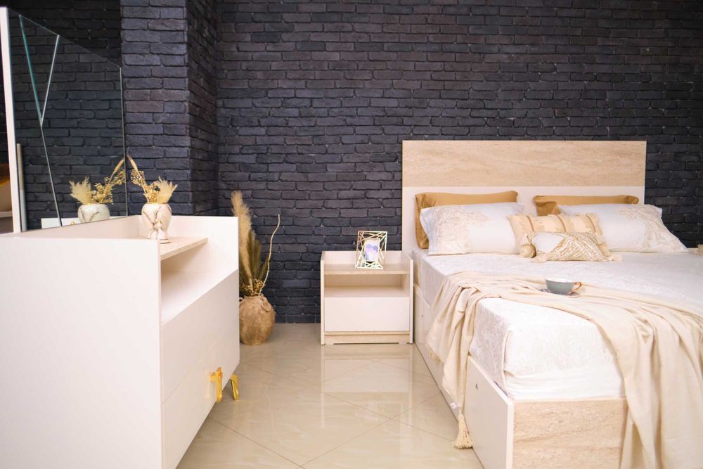 Conjunto Quarto Completo Casal Novo | Cama Roupeiro Cómoda Mesa