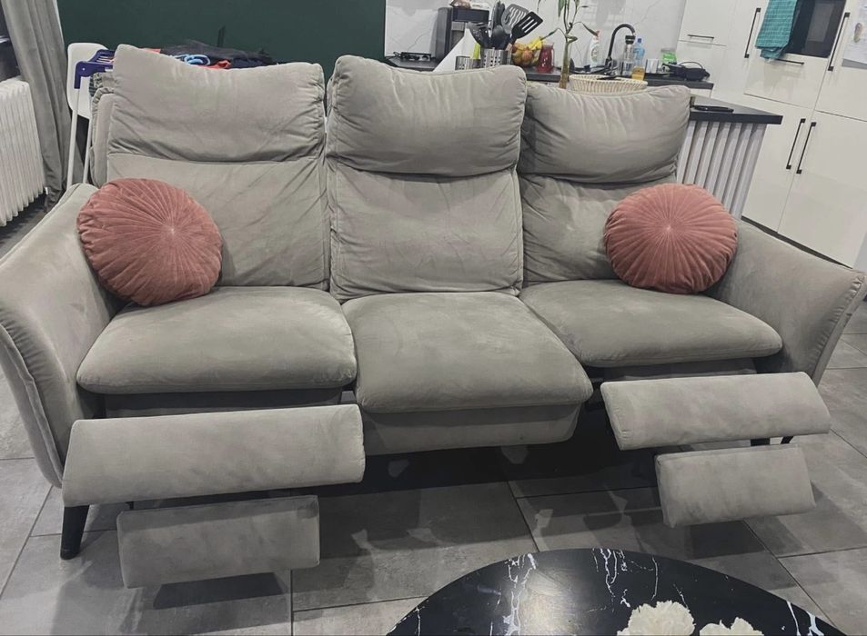 Komplet wypoczynkowy kanapa + fotel welur REZERWACJA