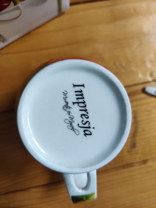 NOWY Porcelanowy kubek z lyzeczka