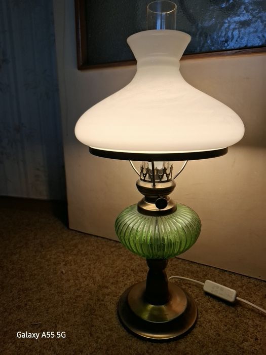 Polska Lampa Gabinetowa ELDA. Styl Naftowa. Duża 55cm. PRL / Vintage