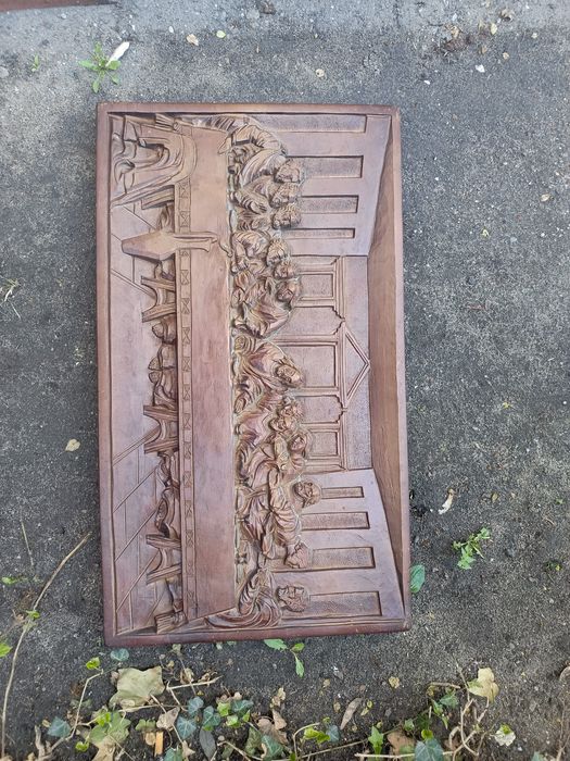 Ostatnia wieczerza płaskorzeźba drzeworyt 70x40cm