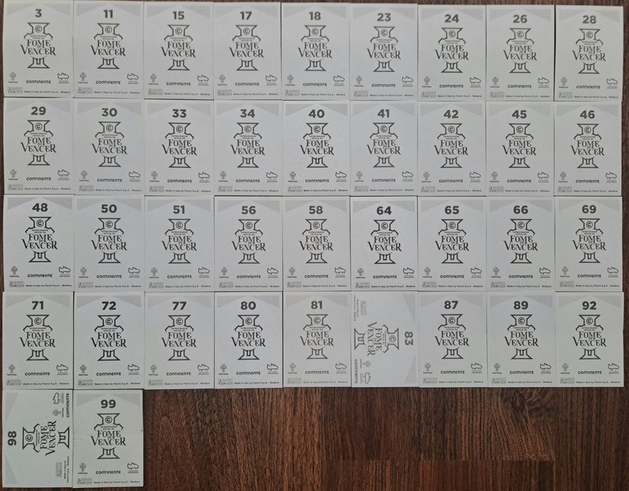 Cromos da colecção Futebol da Panini Fome de Vencer 2018