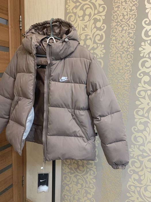 Укороченый Пуховик Nike Весна Зима Беж Капучино Женский. XS-XL