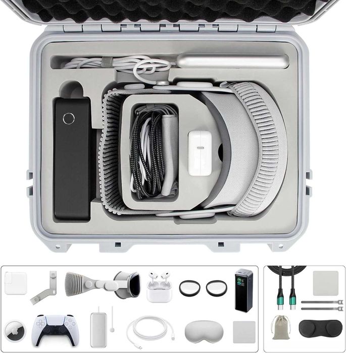 AMAZEAR Walizka Twarde Etui do Apple Vision Pro + Akcesoria do Domu lub Podróży