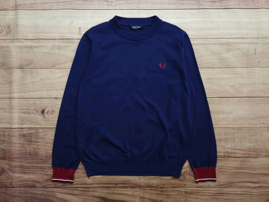 FRED PERRY Sweter Męski Granatowy Logo r. L