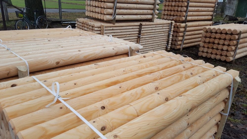 Palisada drewniana toczona paliki słupki melioracyjne kołki toczone
