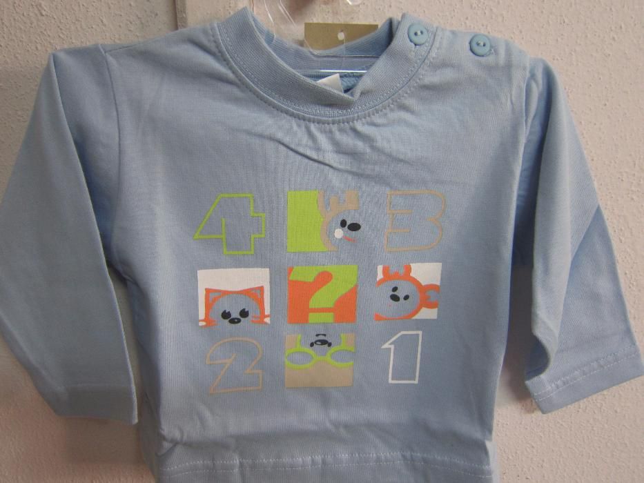 Camisola de Bébé Azul com Estampado NICO 6 Meses NOVO