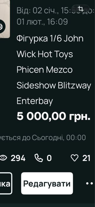 Джон Уік  John Wick 1/6 Hot Toys Phicen Sideshow Blitzway Enterbay