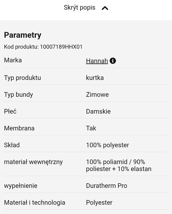 Kurtka damska narciarska HANNAH