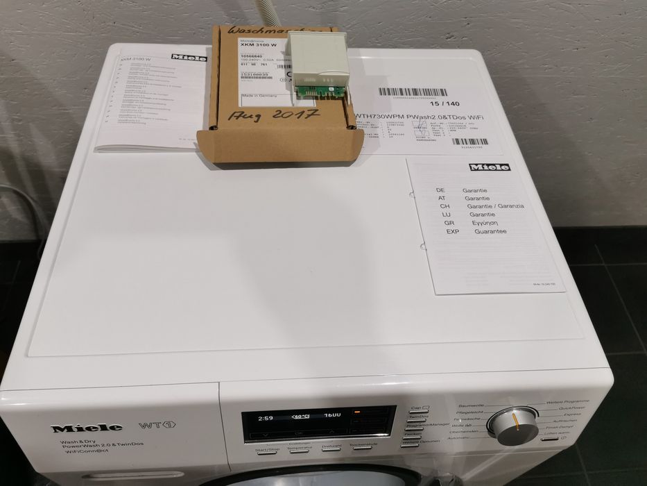 Pralko-suszarka MIELE WT1  WTH730 WPM.  1300 godzin pracy. TwinDos WiF