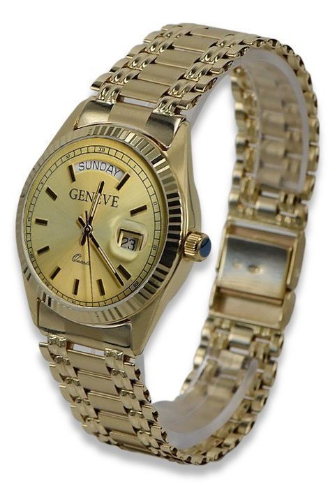 Prześliczny złoty zegarek damski 14k 585 Geneve mw013ydy&mbw006yo-f P