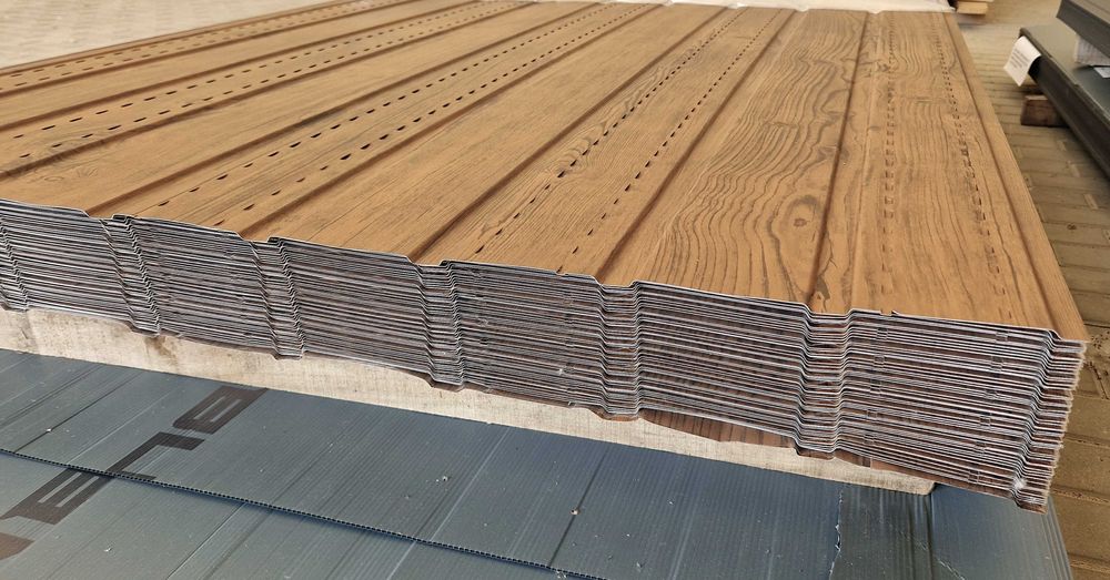 Blacha trapezowa T-7 WIND-Podsufitka Wentylowana ciemny dąb OD RĘKI