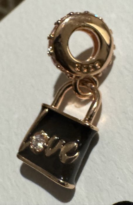 Charms kłódka love - rose gold and black