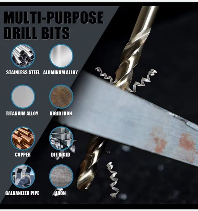 Свёрла М35 кобальтовые - набор по металу 1мм-6,5мм - 10мм