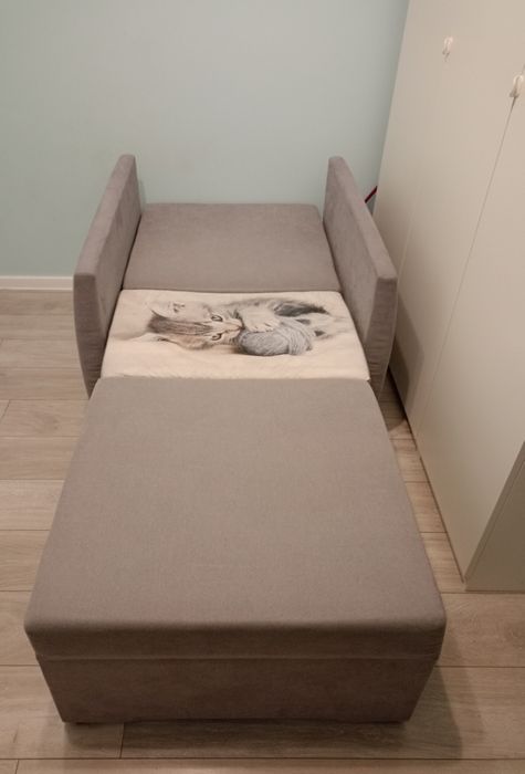 fotel/sofa dziecięca szara kotek 3 komplety pościeli,kołdra Sensidream