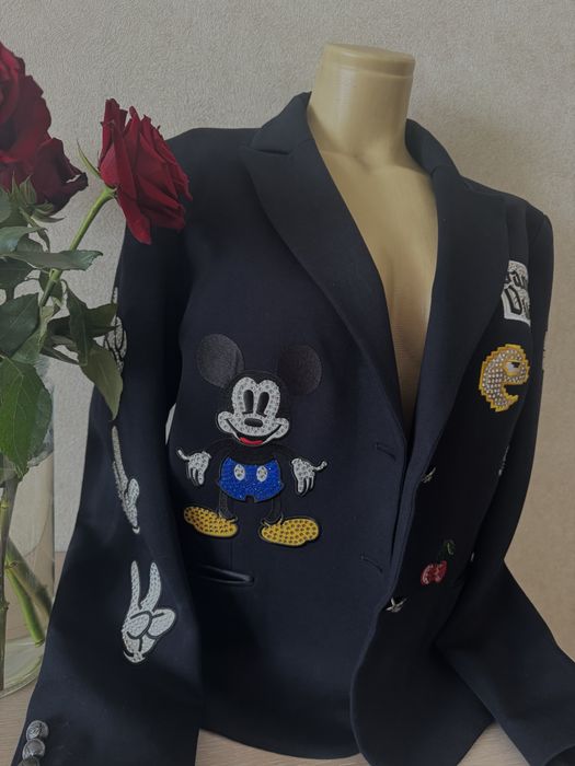 Синий блейзер Philipp plein с нашивками микимауса