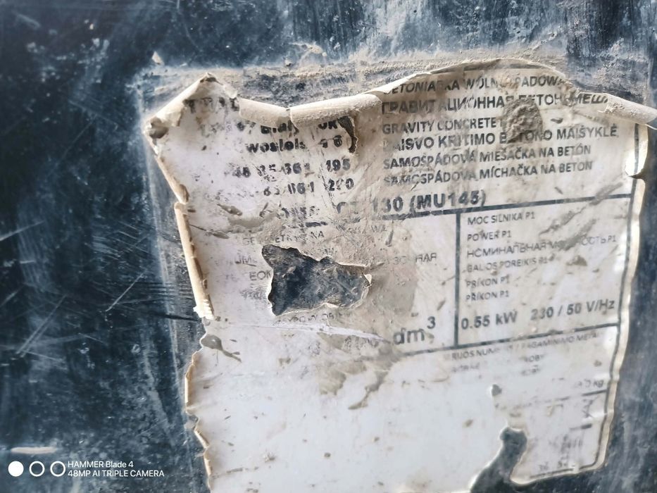 Betoniarka, mieszadło sprawne 230v