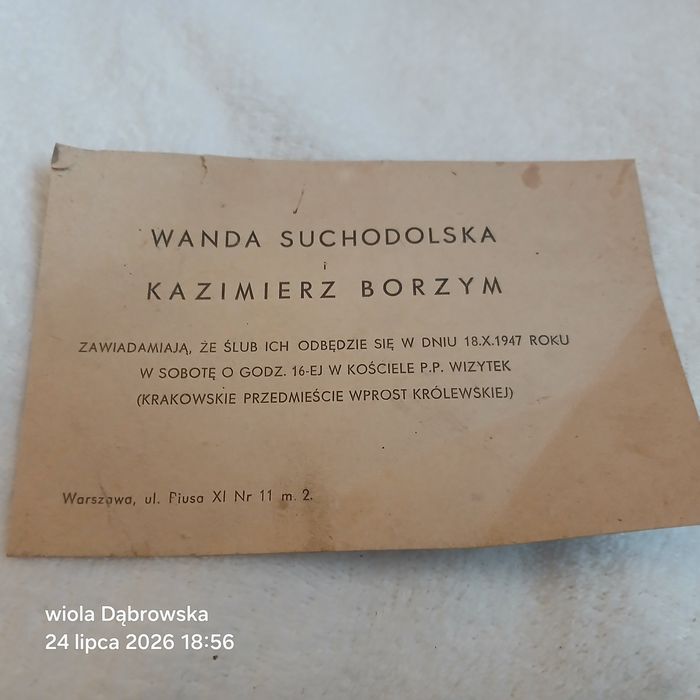 Zawiadomienie ze ślubu1947