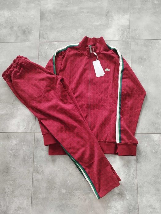 Dres męski Lacoste monogram, L, burgund, czerwony, bordo