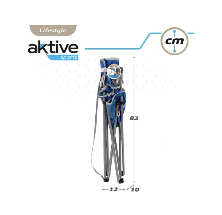 Cadeira de Campismo Dobrável AKTIVE com Porta-copos (Azul)