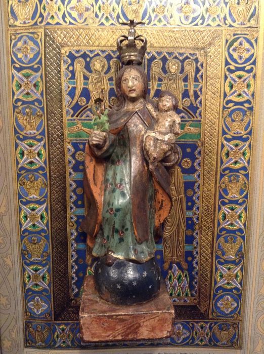 Antiga imagem Nossa Senhora e Menino - Madeira e Prata - Séc XIX