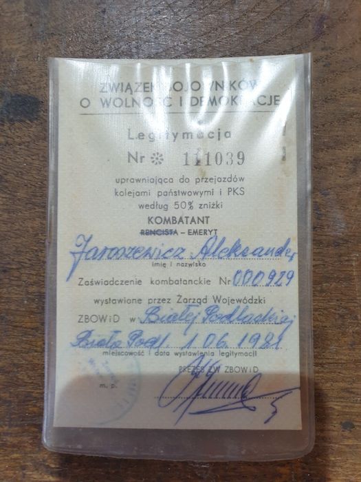 Stare dokumenty legitymacja