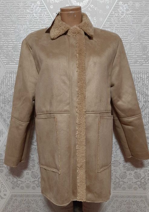 Дубленка, пальто Zara, на парня, девушку, рост 164,полный мех