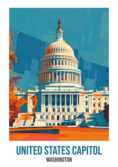 Plakat 59,4x84,1cm United States Capitol, Washington