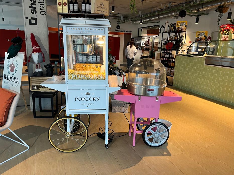 Crepes , gelados , pipocas , algodão doce , pizzas , cachorro quente