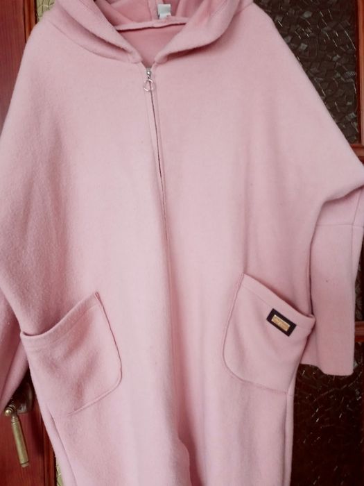 Kardigan XXL rozowy zamek kaptur