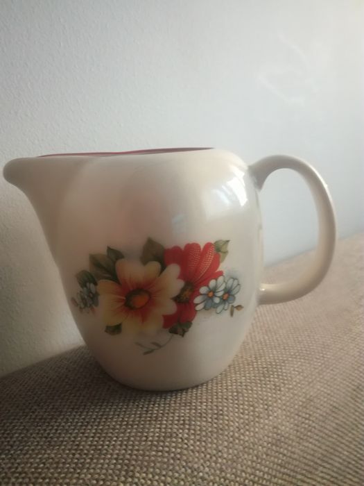 Mlecznik porcelanowy Chodzież motyw kwiatki kwiatowy stary