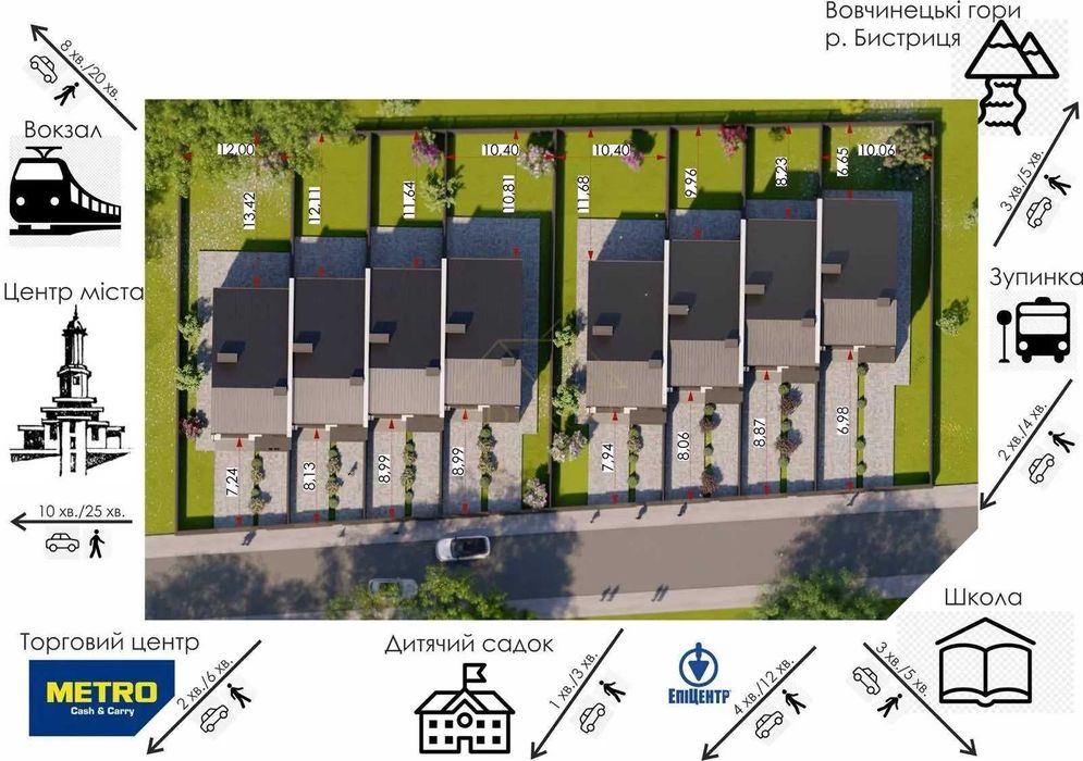 Продаж кутового таунхауса в Вовчинцях, 3,3сот, всі комунікації міські